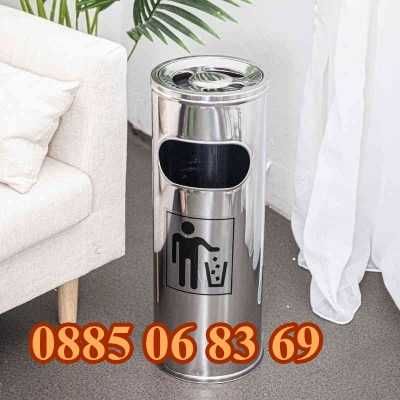Външен пепелник, иноксов, кошче за боклук с пепелник - 3 размера
