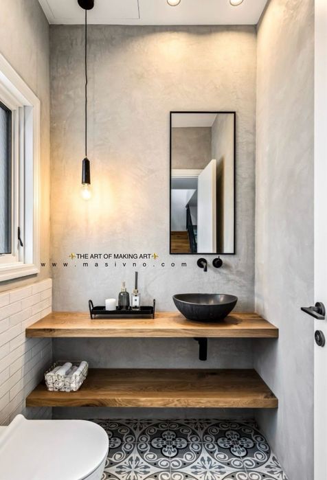 Дървен плот за баня | Рафт за баня | Масивен плот