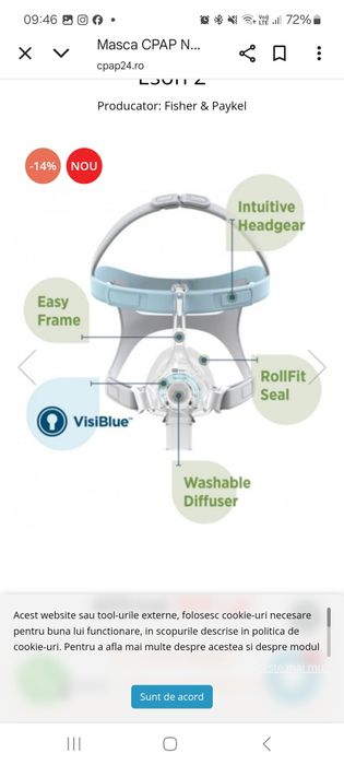Masca Nazală CPAP/BIPAP F&P Epson 2