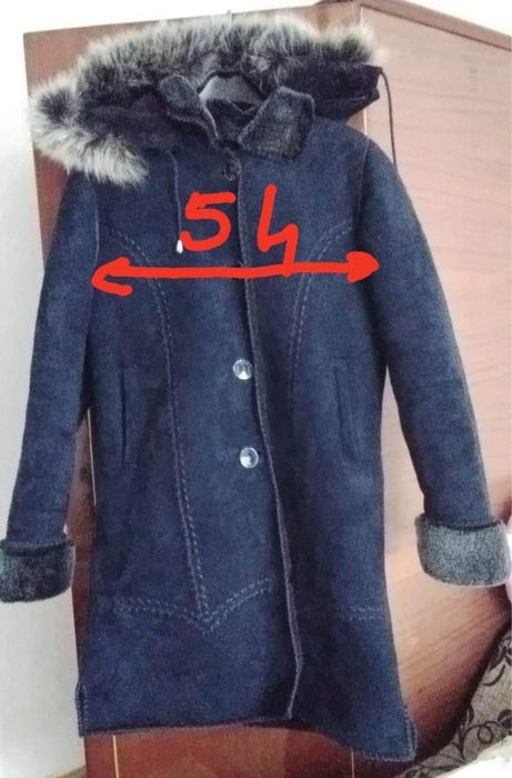 Cojoc damă-cu glugă detașabilă -bleumarin- 4 XL