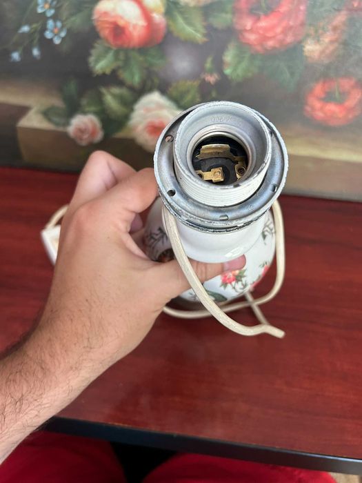 A288 veioza ceramica si lemn, 27cm H functionala