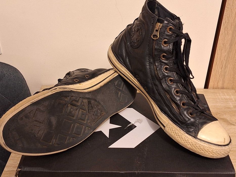 Tenisi / sneakers converse all star piele negru cu fermoar