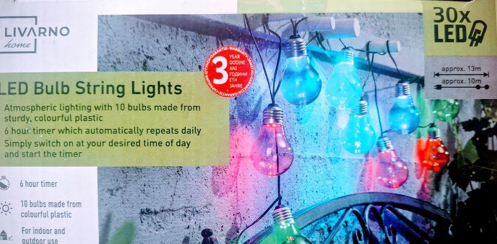 Цветна верига от светодиодни  led лампи от 10бр.