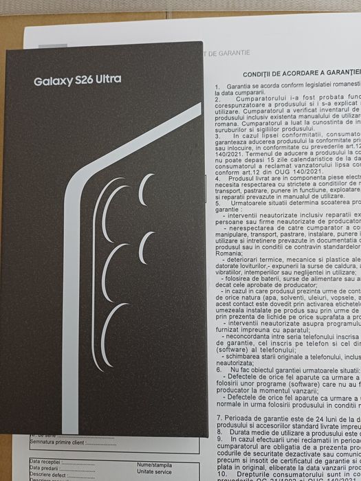 Samsung S26 Ultra Black,512GB, Sigilat Factura  Garantie 24 luni
