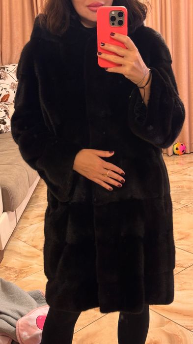 #11 Шикозно палто от норка с качулка Manzari.Гърция.Палто от визон.