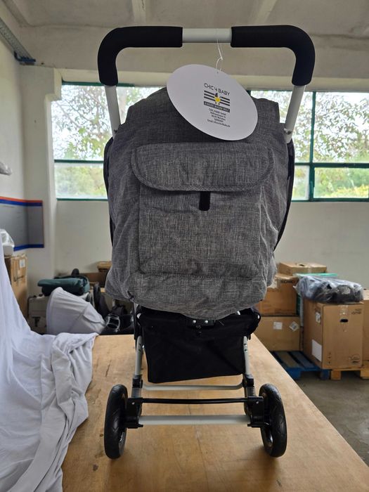 CHIC 4 BABY - Carucior Sibling DUO cu landou si husa de ploaie,  gri