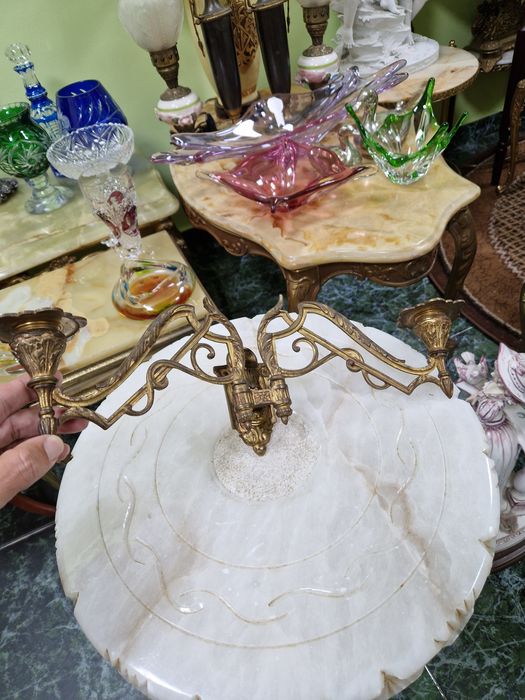 Рядък уникален антикварен френски бронзов свещник за пиано