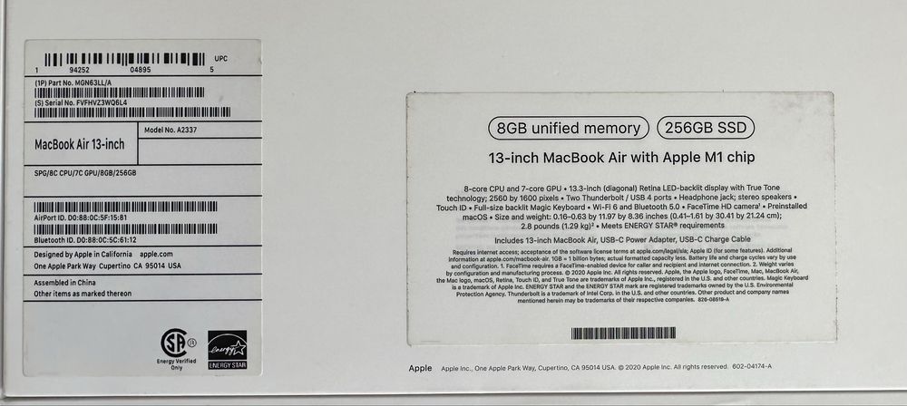 Apple MacBook Air M1 2020 года в идеальном состояние