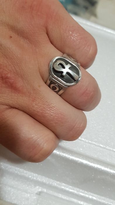 Superb inel ghiul argint masiv 925 Egiptean,crucea ankh,poansonat,