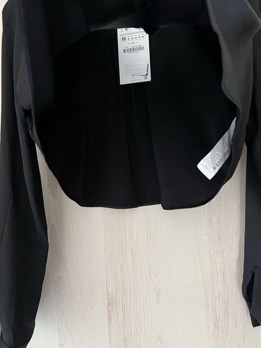 Черна къса сатенирана риза Zara