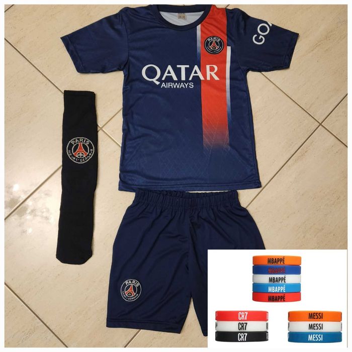 Детски екип Мбапе + Гривна Мбапе 2023/24 Детско от 4 до 16г Ново ПАРИЖ
