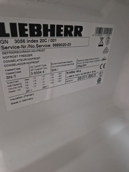 Фризер Liebherr No frost A++ 306 литра