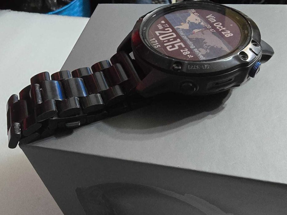 Ceas smart Garmin Fenix 6 PRO Solar Titanium carbon gray DLC, black