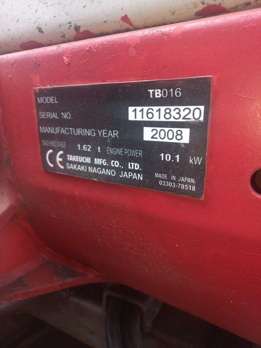 vand miniexcavator Tackeuchi