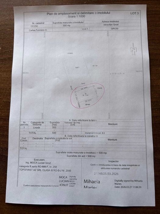 Vind teren Grosi ,MM, Str Smochinilor