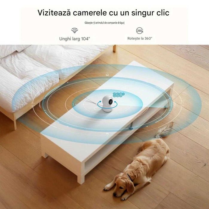 ieGeek Cameră de interior SC 1 Pro 5MP Ultra HD, conexiune Wi-Fi, Unghi de Vizualizare 360, Audio Bidirecțional, Viziune Nocturnă prin Infraroșu