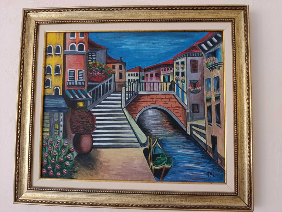 Авторска картина "ВЕНЕЦИЯ",темпер с рамка.