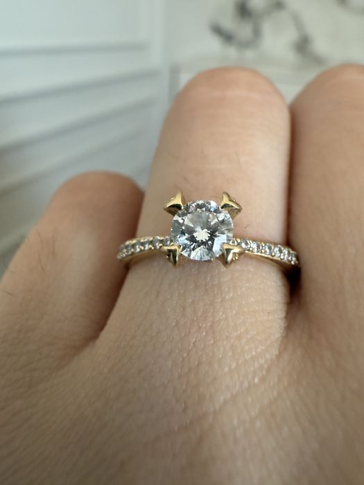 Inel logodna diamant, aur galben - bijuteria Firesc