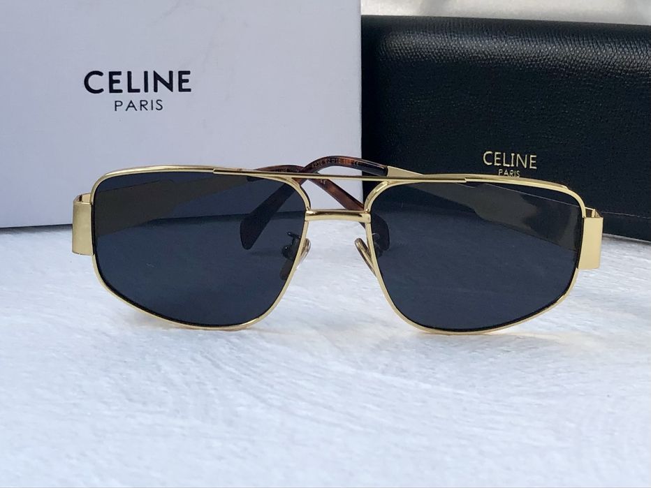 Дамски Мъжки слънчеви очила правоъгълни 2 цвята златни сребърни черни