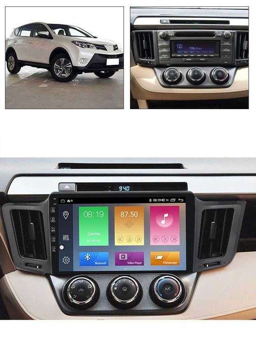 Navigatie Android 14 TOYOTA RAV 4 1/8 Gb Waze CarPlay + CAMERA