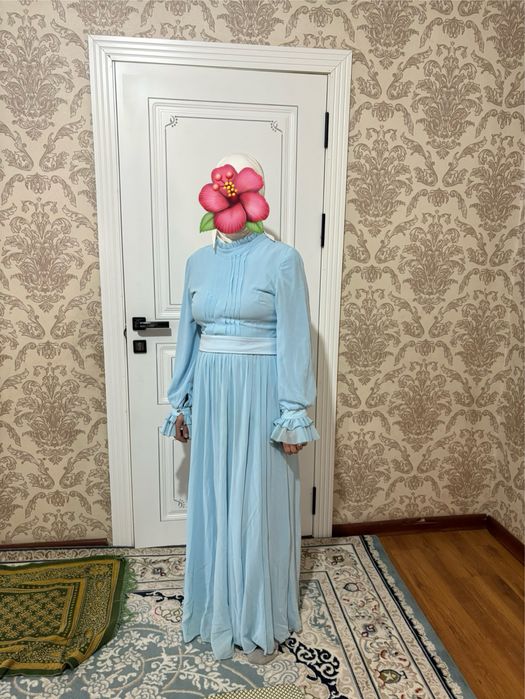 Кешкі көйлек көк түсті кең етекті