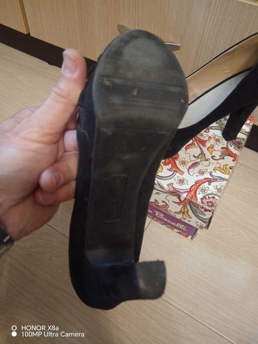 Обувки велур висок ток