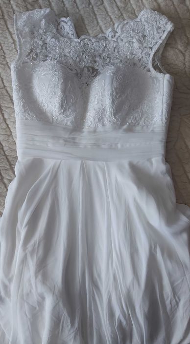 Rochie Mireasă model romantic dantelă mărgele XS-S