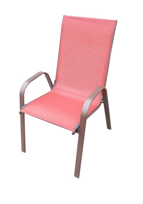 Set terasa / mobilier gradina cu masa fixa, dreptunghiulara, 6 scaune, pentru exterior, metal si textilen, rosu