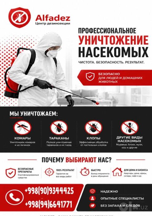 Дезинфекция от ВСЕХ видов насекомых