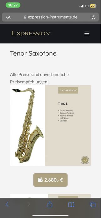 Saxofon tenor Expression  t402 L