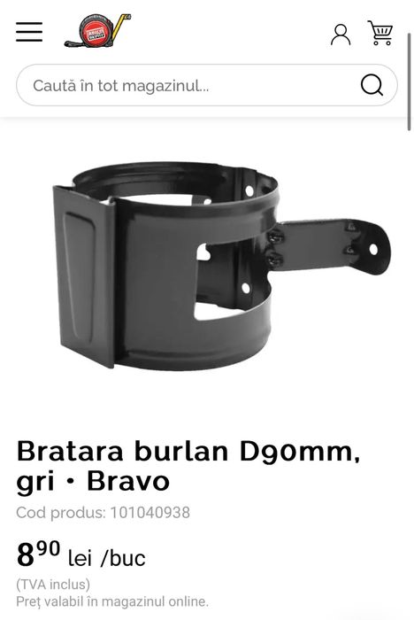 Accesorii sistem pluvial Bravo, cot evacuare si bratara burlan