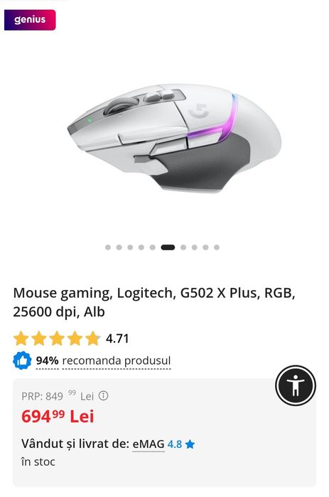 Mouse G502 X Plus LOGITECH white