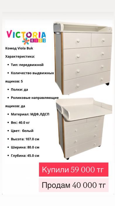 Пеленальный комод Victoria Kids (Viola Buk)