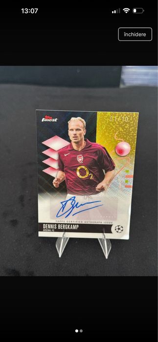 Card Dennis Bergkamp Arsenal Autograf 01/10 Topps