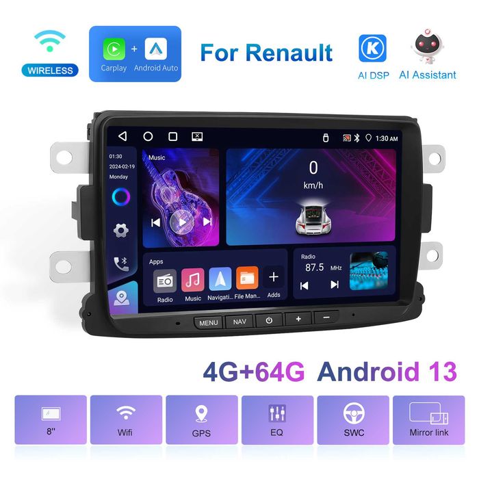 Navigatie android 4 gb RAM Dacia Renault Logan Sandero Duster Lodgy Dokker Capture