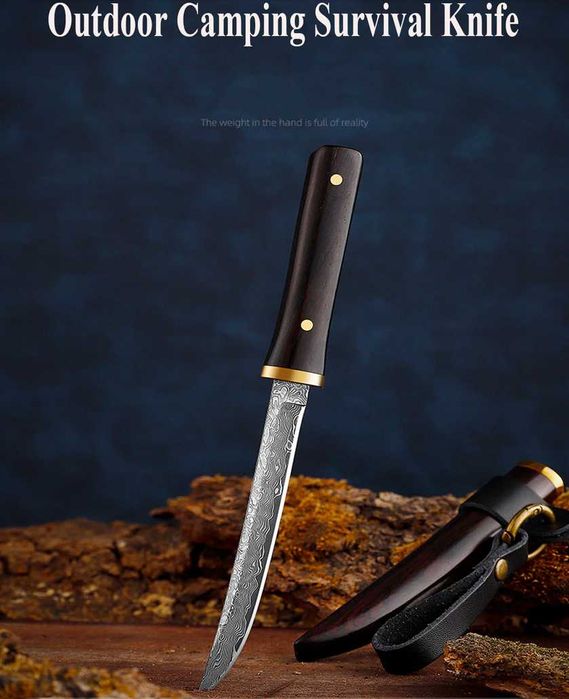 Cutit japonez Kodachi, otel Damasc, 2 modele, teaca lemn teak