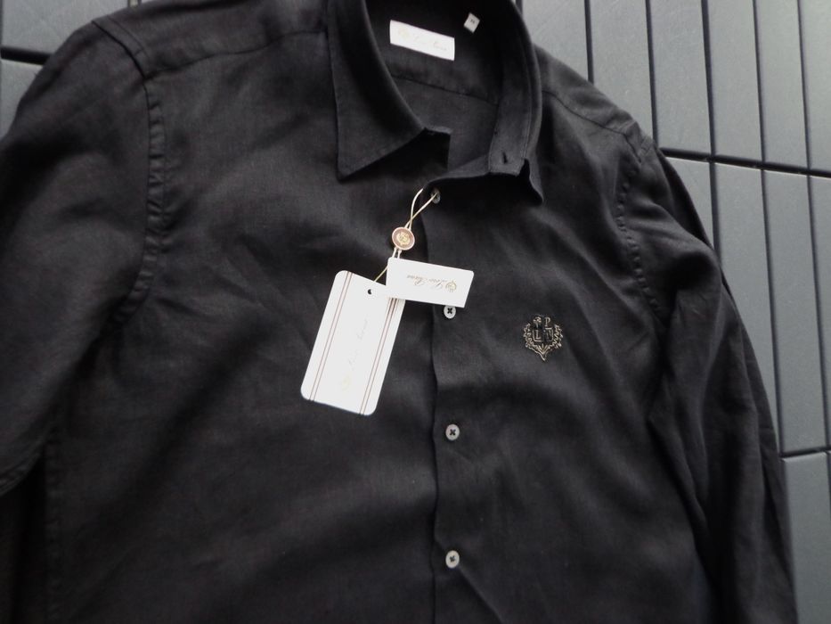 Мъжка ленена риза -L.P  с бродирано лого