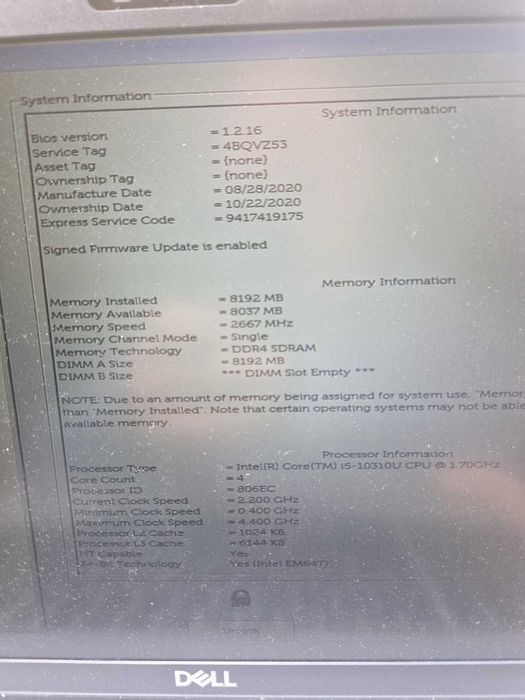Laptop Dell Latitude 5510