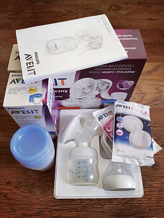 Avent Ръчна помпа за кърма + 5бр. 
контейнера за съхранение