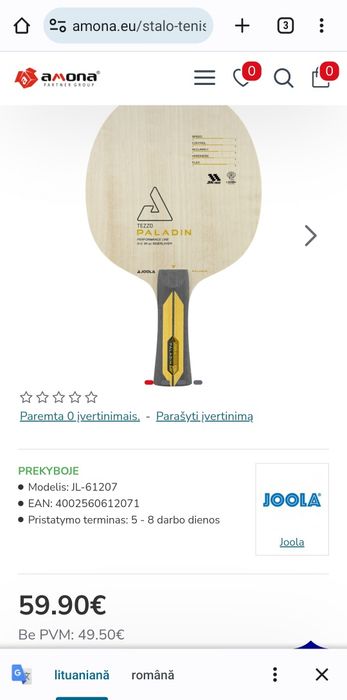 Paleta tenis de masa profesionala Joola cu fețe Victas