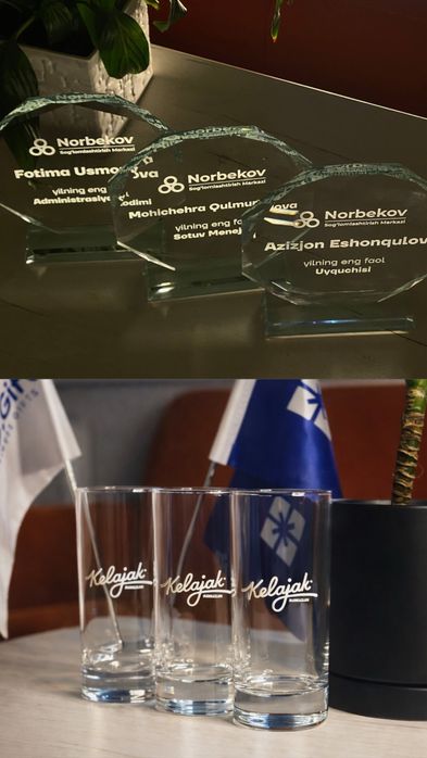 Logo tushurilgan bloknot paket bakal ruchka futbolka kepka statuetkala
