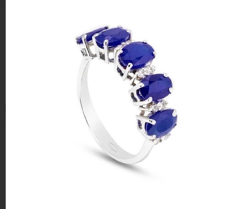 Пръстен 18К бяло злато със сапфири и диаманти