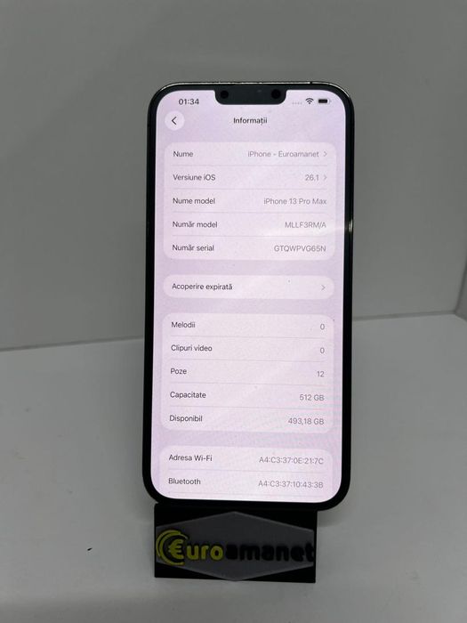 Telefon mobil Apple iPhone 13 Pro Max, 512GB, 5G, Baterie 84% -I-