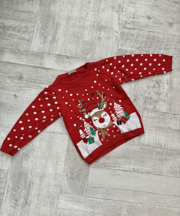 Bluza groasă fete rosie crăciun mărimea 98