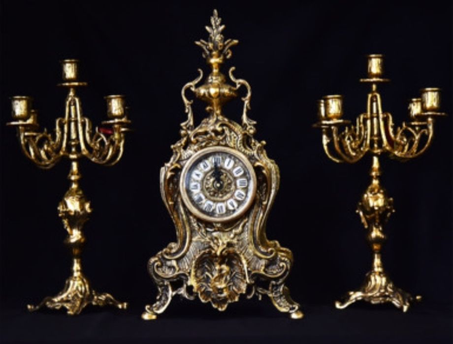 Набор настольные часы и 2 канделябра на 4 свечи Virtus бронз