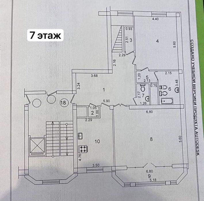 Продается 7 комнатная квартира коробка Дуплекс ул.Чехова. метро Ойбек