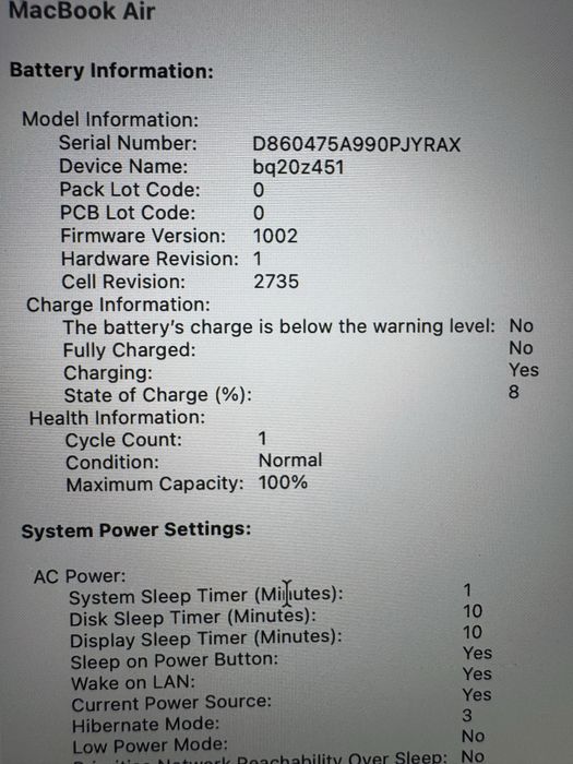 MacBook Air M1 като чисто нов (100% батерия) 256GB SSD