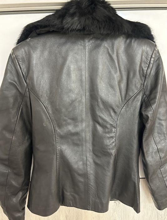 Яке от естествена кожа и заешки косъм