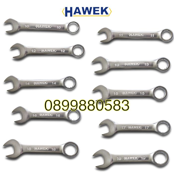 Комплект къси звездогаечни ключове 10-19мм Hawek