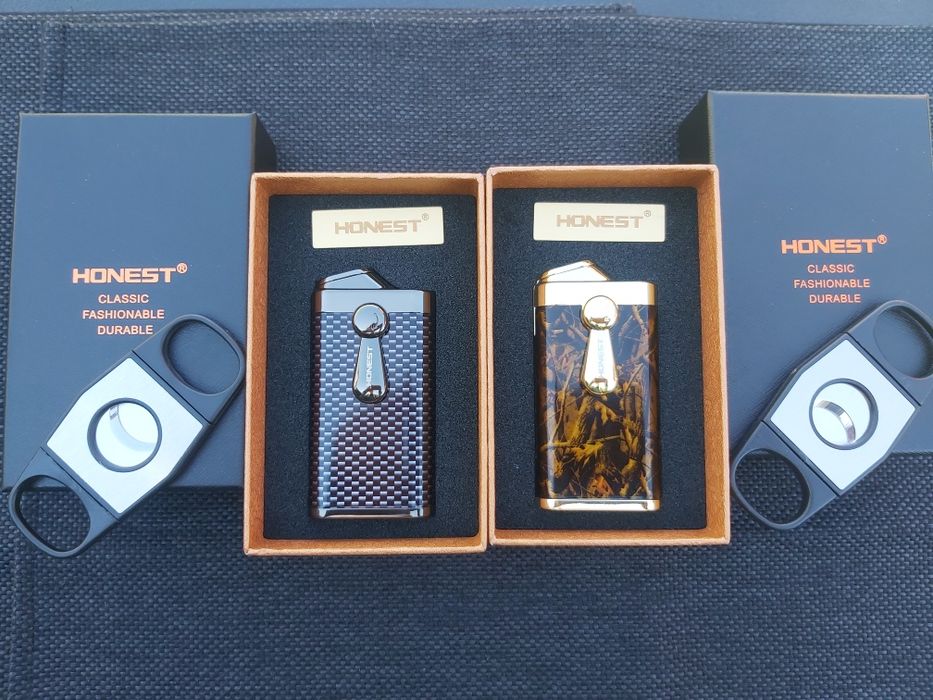 Луксозна запалка за пури с подарък резачка,два цвята